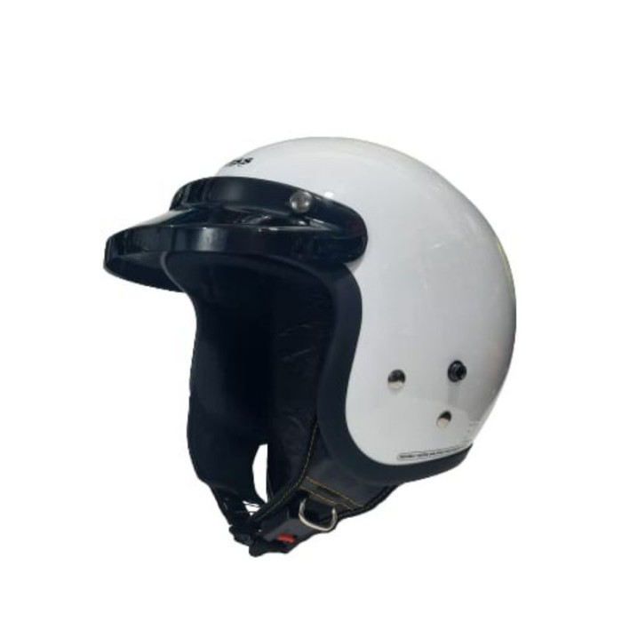 helm cargloss putih glossy bogo kaca datar