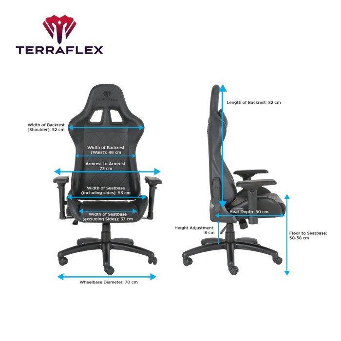 Terraflex TF-1 Gaming Chair Kursi - Full Black