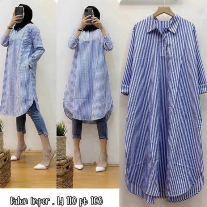 TUNIK KEMEJA WANITA SALUR BIRU 798