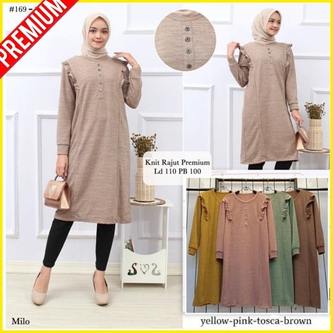 A26 TUNIK KAOS RAJUT BAJU ATASAN WANITA MUSLIM DRESS MUSLIMAH TERBARU