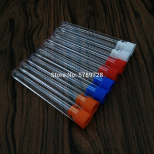 

LabTestKit 100PCS12x75mm School Supplies Lab Equipments Clear Plastic Test Tube Round Bottom Tube Vial with plastic color stopper push cap