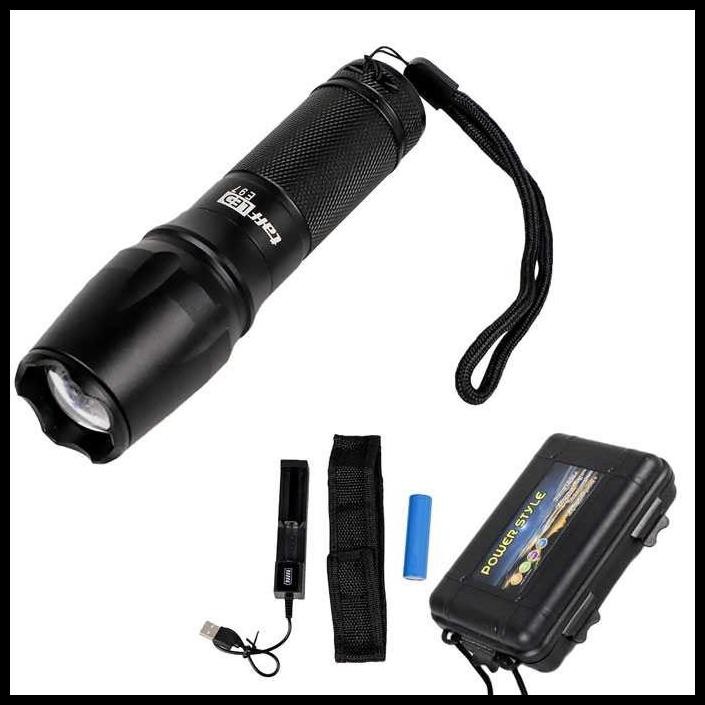 Senter Led Taffled E97 Flashlight 3000 Lumens Baterai + Charger + Box