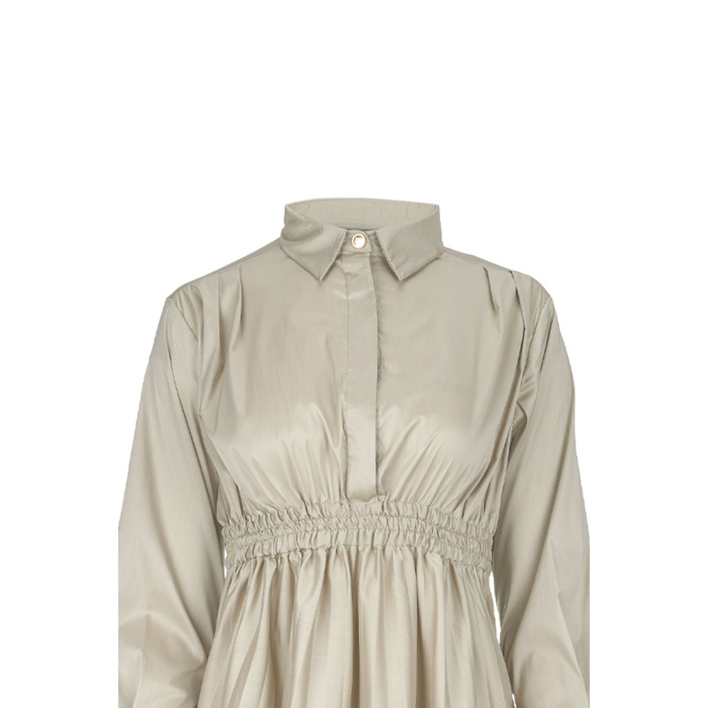 Murah Benang Jarum - Masha Pleated Dress - Taupe Non COD