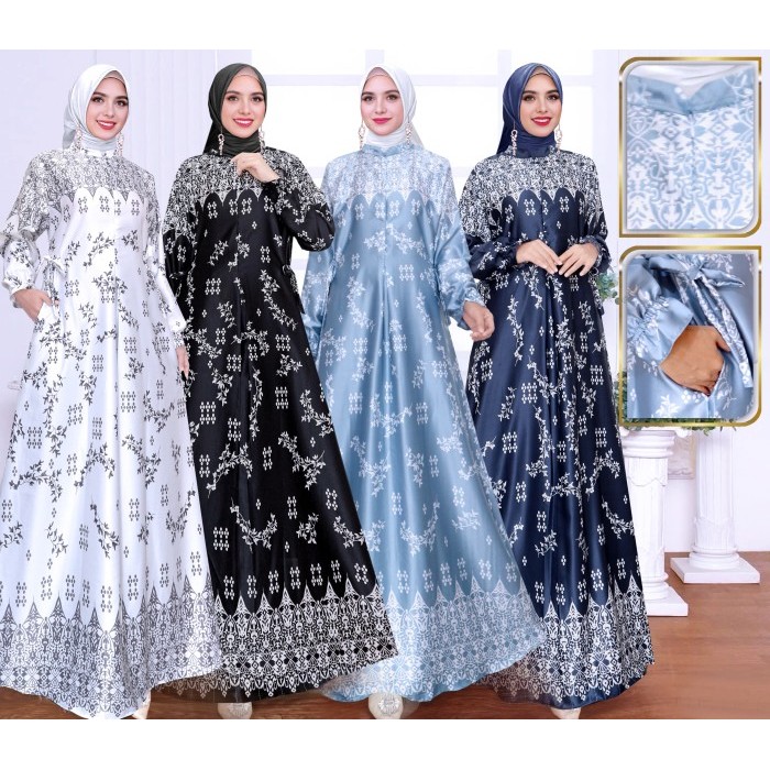 Murah Gamis Sutra Import // Gamis Motif Terbaru // Gamis Silk Non COD
