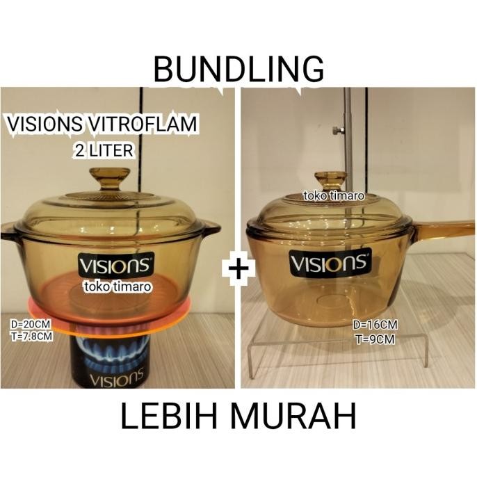 Visions Vitroflam 2L+Saucepan 1L Panci Masak Kaca Bundling Hainanstore9