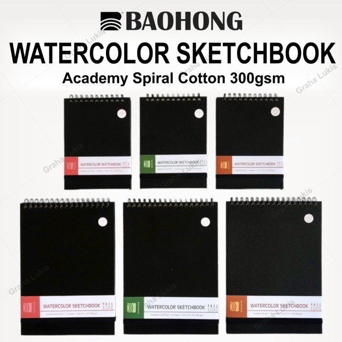 

DISKON Baohong Watercolor Sketchbook Academy Spiral Cotton 300gsm
