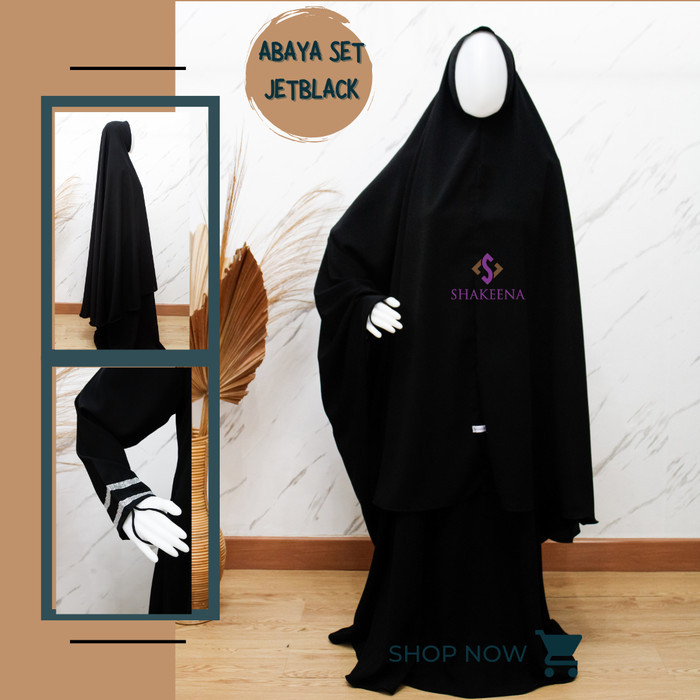 Gamis Set Jet Black Free Cadar Bandana