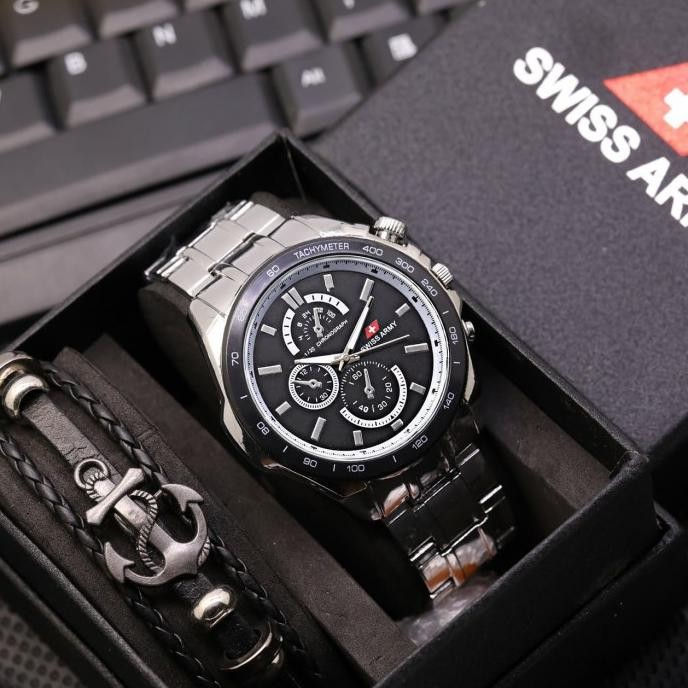 terbaru Jam Tangan Casual Pria Swis Armi Free Jangkar Box Dan Baterai