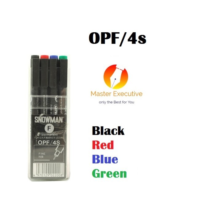 

PROMO Snowman Spidol Permanent OHP Marker OPF 4S / Fine Nib Set 4