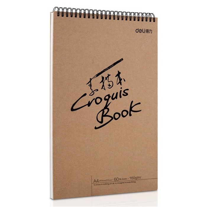 

MURAH BUKU GAMBAR SKETSA A4 SKECTH BOOK 60 LBR RING 110 GSM DELI 73634 TEBAL