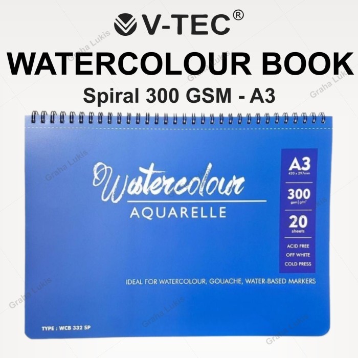 

BRG BARU V-TEC WATERCOLOR BOOK SPIRAL A3 300GSM