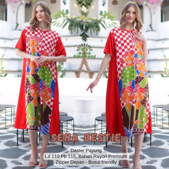 Sale Daster Batik Payung Sena Bestie&Tejo Arisan Ziper Depan Busui Freidly