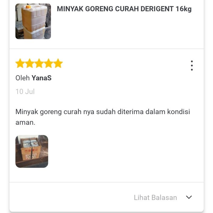 

Minyak Goreng Curah Derigent 16Kg