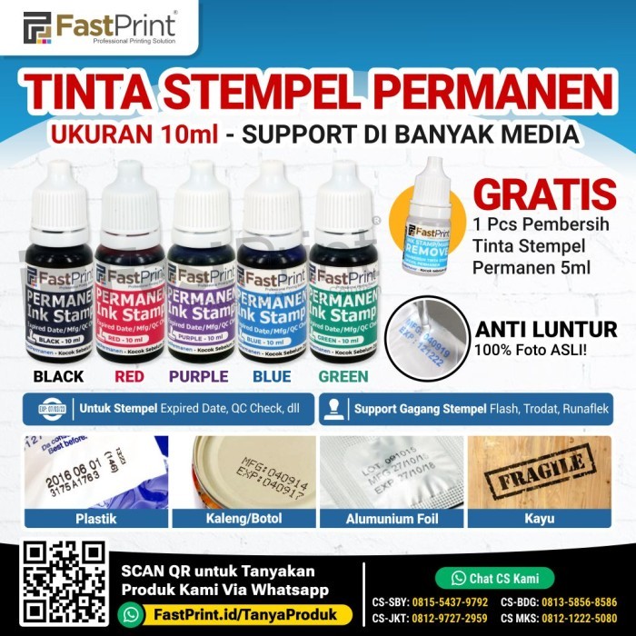 

Fast Print Ink Tinta Stempel Permanen Expired Date Plastik Besi 10 Ml