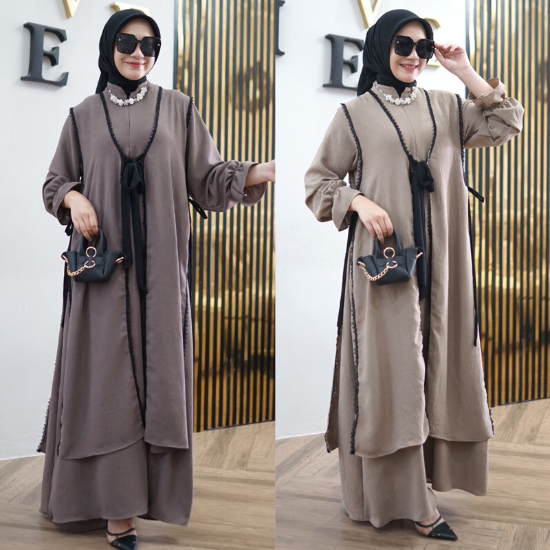 Hamis Gaun Gamis Modern Adem Ganis Premium Mewah Lebaran Gmis Ibu Ibu Pengajian Games Perempuan Dres