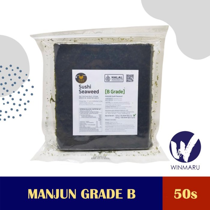

MANJUN SUSHI NORI GRADE B SEAWEED RUMPUT LAUT 50 SHEETS/LEMBAR