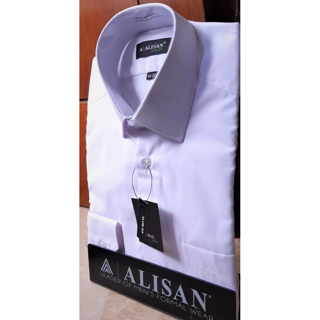 Alisan Kemeja Polos Slimfit Lengan Panjang //Putih//14,5 - 16//