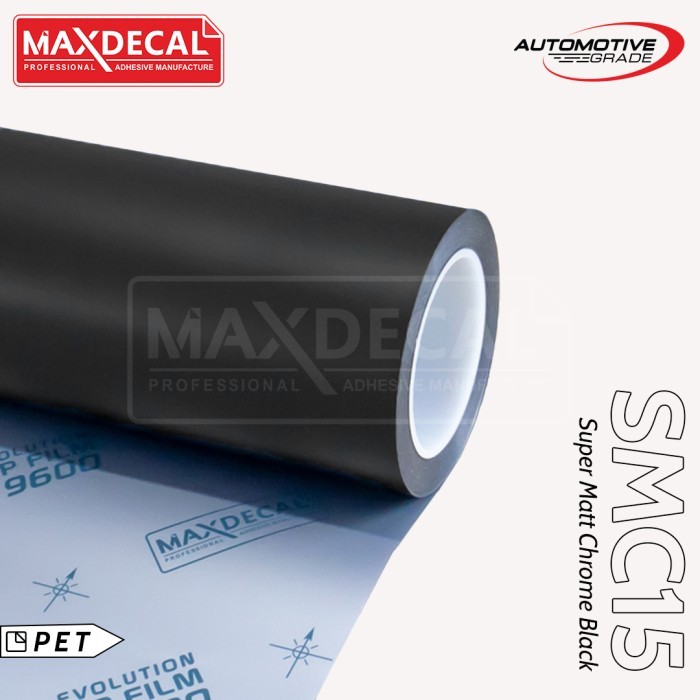 MAXDECAL 9600 SMC15 Matte Chrome BLACK Efek Satin Dop Premium Car Wrap