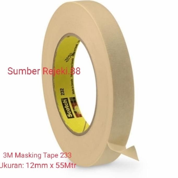 

LAKBAN KERTAS 3M 232 MASKING TAPE UKURAN 12MMX55M 3M ISOLASI KERTAS 3M ASLI