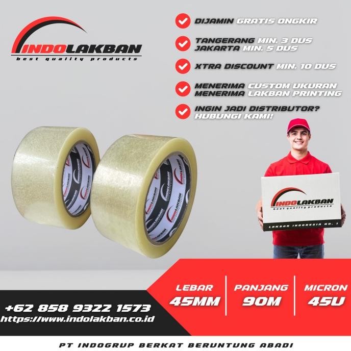 

( PER DUS ) INDOLAKBAN LAKBAN BENING 2 INCH 100 YARD 45 MICRON - 90 M ASLI