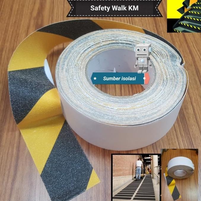 

SAFETY WALK KM YELLOW-BLCAK UKURAN 2" X 18,2MTR LAKBAN ANTI SLIP KM ASLI