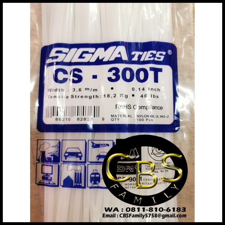 

Kabel Ties / Kabel Tis / Cable Tie Cs 300 T Putih 30 Cm Sigma Cs300T