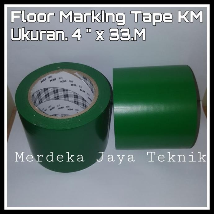 

FLOOR MARKING TAPE KM HIJAU LAKBAN LANTAI UKURAN 4" X 33.M ISOLASI KM ASLI