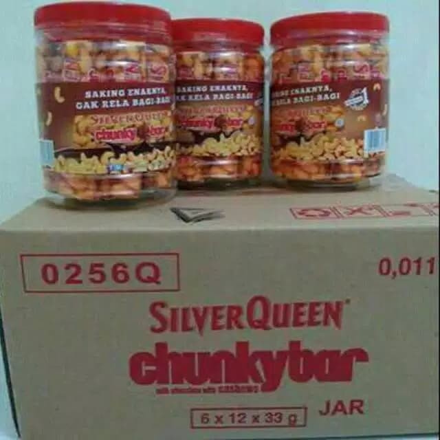 Silverqueen chunky bar 33 gram 1 KARTON 6 toples pertoples isi 12 pcs