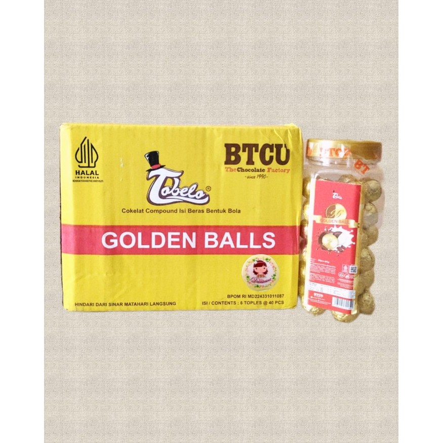 

Coklat Tobelo Golden balls kartonan isi 6 toples