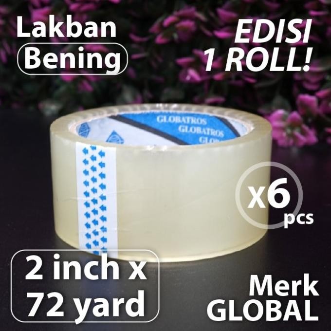 

PAKET 6 PCS - LAKBAN BENING 2 INCH X 72 YARD - GLOBAL ASLI