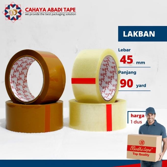 

LAKBAN BENING COKLAT BODHI 45MM X 90YARD ASLI TERMURAH PER DUS ASLI