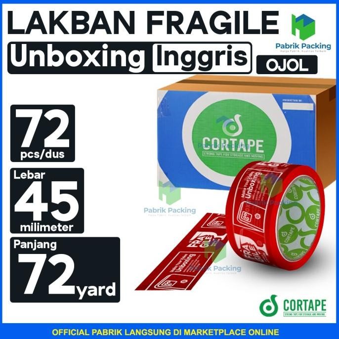 

LAKBAN UNBOXING FRAGILE 45MM X 72YARD CORTAPE DUS - OJOL ASLI