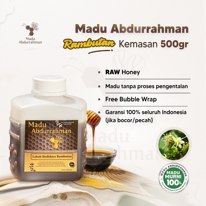 

Madu Nektar Rambutan. Madu Abdurrahman 100% MURNI & ASLI Raw Honey