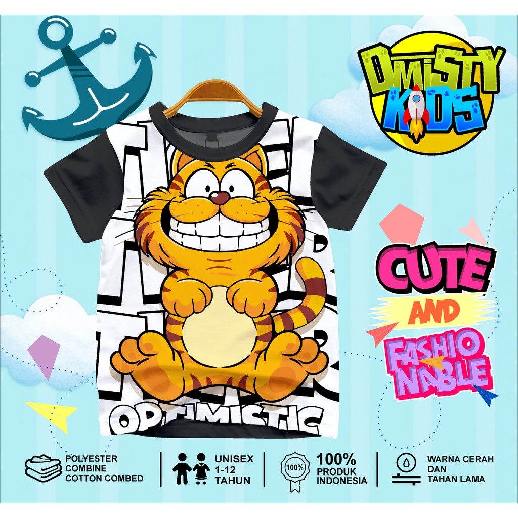 Baju Kaos Atasan Anak Printing 3D - KUCING