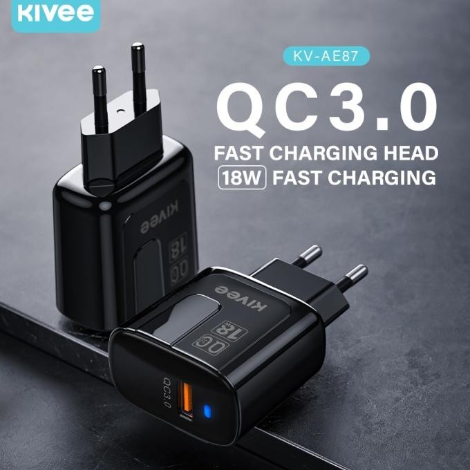 Wall Charger Kivee Pd+Qc3.0 18W Fast Charger Light Display 5V/3A