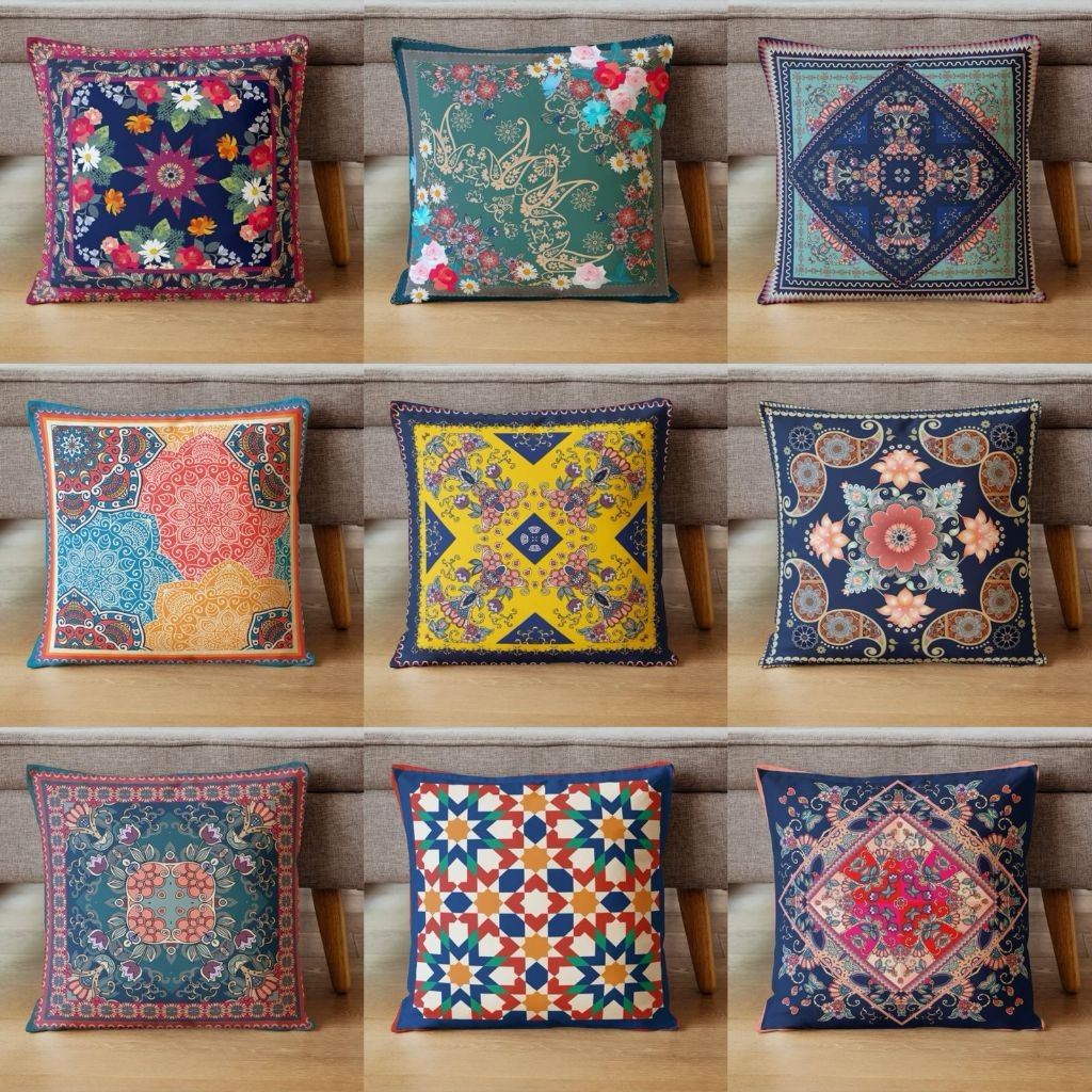 Sarung Bantal Sofa Print Motif Turkish Turkey Arabic Maroko Bohemian 40X40 Cm