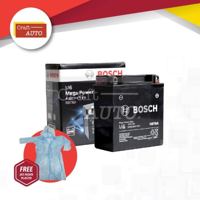 Aki Motor Mio Sporty, Mio Smile, Mio Karbu, Supra Lama Bosch Rbt-6A