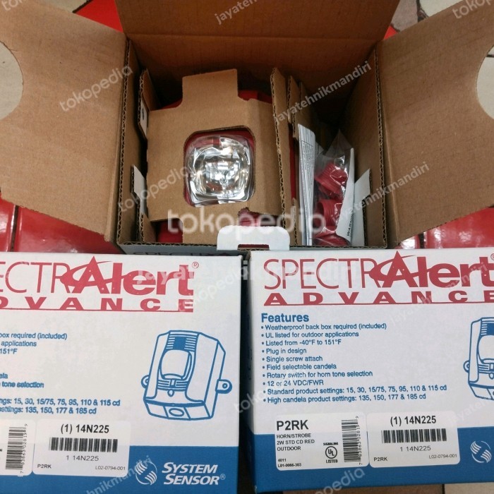 TERBARU System Sensor P2RK Outdoor Horn strobe Wall Mounted 2 Wire Red