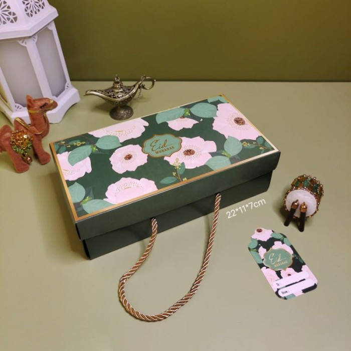 

Box Kotak Kue Eid Mubarak Kardus Bingkisan Parcel Lebaran 22x11x7 cm