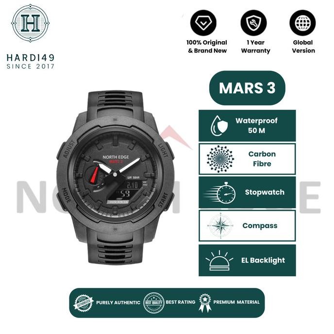 New Mars 3 North Edge Digital Sport Watch Running Carbon Fiber Plus