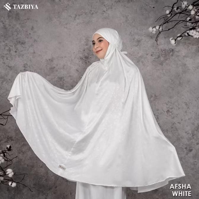 Sale Mukena Tazbiya Premium Emboss 2In1 Afsha Series|Mukena Silk Nikah|Mukena Putih Tazbiya