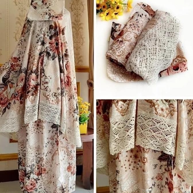 Perlengkapm Sholat Mukena Dewasa Katun Jepang Renda Floren Crem Renda [Terlaris] [Terbaru]