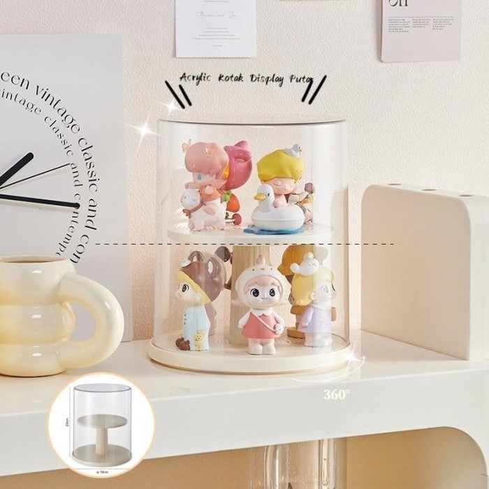 PROMO Acrylic Kotak Display Putar Pop Mart Blind Box 360 Rotate Display Box