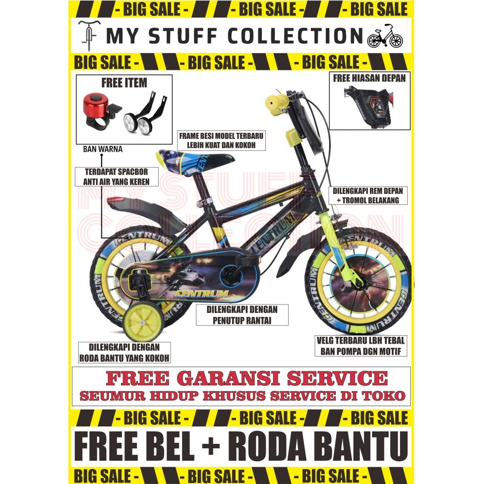 HOT SALE SEPEDA BMX ANAK UKURAN 12 INCH COCOK UNTUK USIA 2 - 4 TAHUN + RODA 4