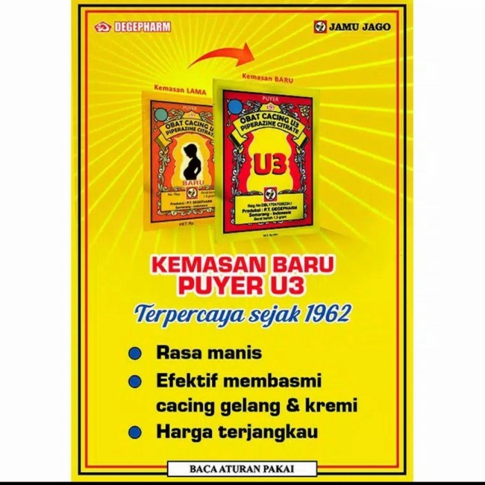 puyer U3 obat cacing 1 gross isi 12 lusin