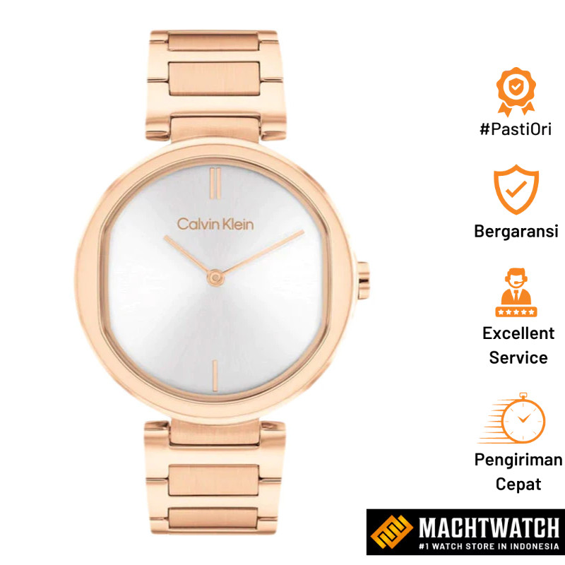 [PRJ] Jam Tangan Wanita Calvin Klein Sensation 25200253 Ladies Silver Dial Rose Gold Stainless Steel