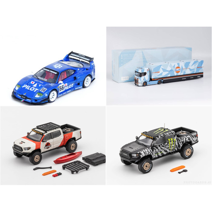 IN64-LBWKF40-TAS24 Inno64 F40 LBWK Blue Pilot Tokyo Auto Salon 2024 - GCD Toyota Tacoma N300 Jurassi