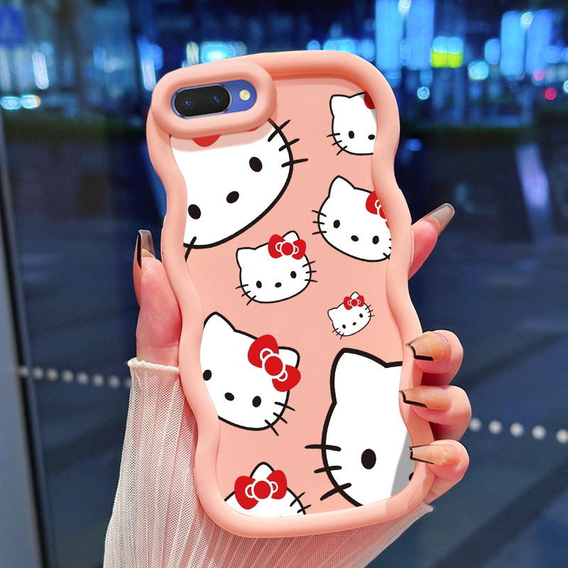 Casing Hp Untuk OPPO A5 A3s A12E Realme C1 Case Casing layar penuh Hello Kitty HP Kesing Macaron bar
