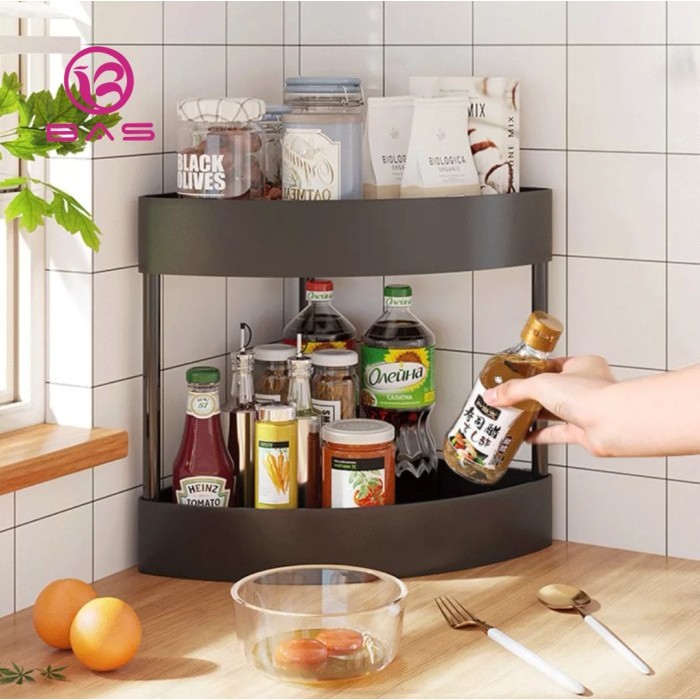 

STOK TERBATAS BAS Rak kosmetik triangle tempat bumbu susun rak dapur 2 layar