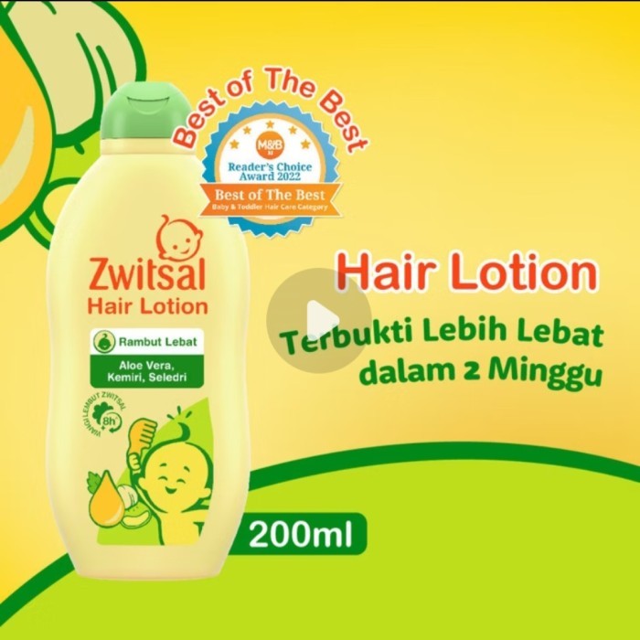

TERJAMIN Zwitsal Hair Lotion Minyak Rambut Bayi Aloe Vera Seledri Kemiri 200ml